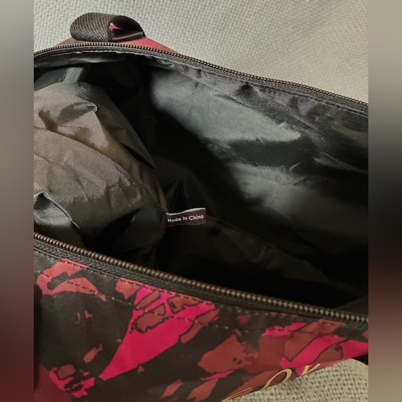 Henri Bendel New York Pink & Black Floral Pattern Nylon Tote w/Shoulder Straps - Picture 9 of 12